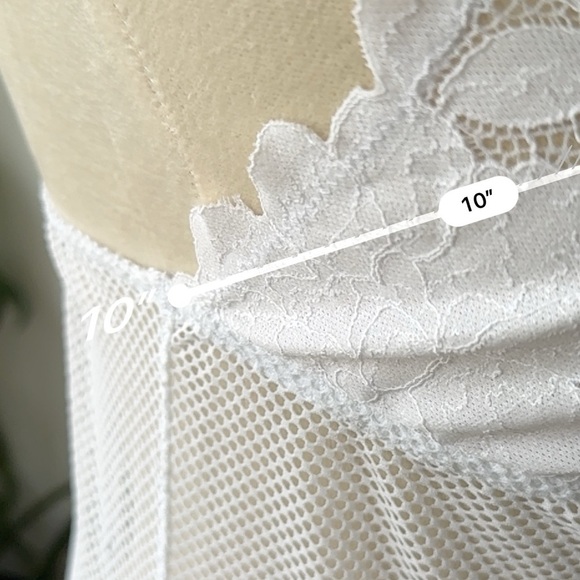 Savage X Fenty Floral Glow Lace & Mesh Slip in Angel White - Picture 4 of 6